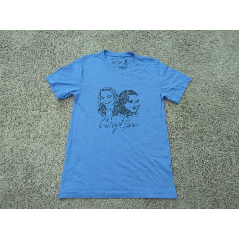 Tina Fey & Amy Poehler T Shirt Womens S Blue Short Sleeve‎ Restless Leg Tour